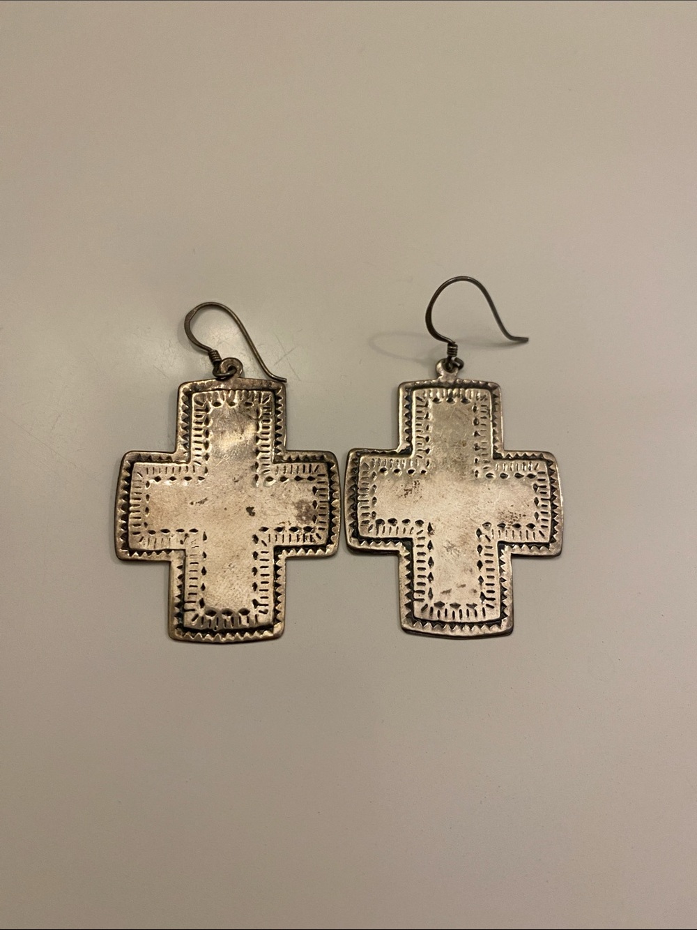 Silver Cross Dangle Earrings
